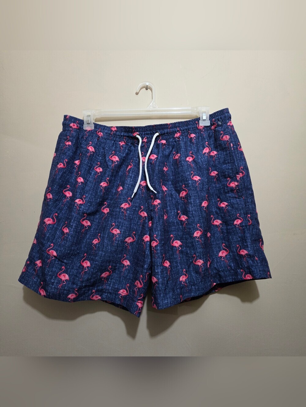 Trunks Flamingo Swim Trunks Men XL Blue Pink Beach Board Shorts